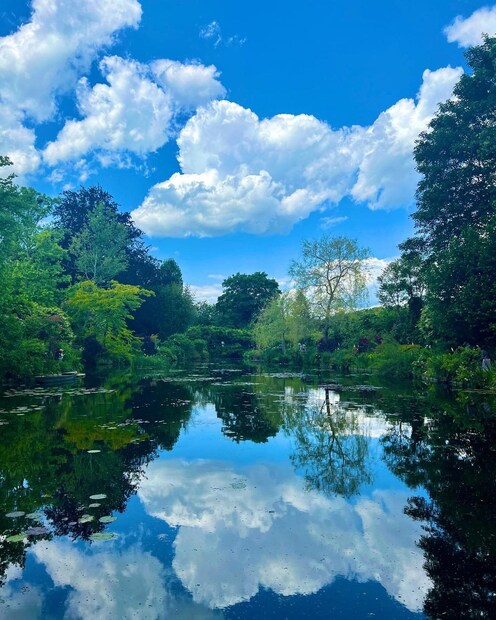নীল আকাশের প্রতিচ্ছবি জলে। 