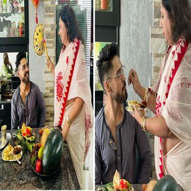 শাশুড়ি হাতে খাইয়ে দিলেন গৌরবকে, পাতে রইল মৌরলা থেকে পমফ্রেট দেখুন