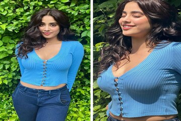 প্রকৃতির সঙ্গে আলাপচারিতা, তবে নজর কাড়ছে জাহ্নবীর নীল কার্ডিগান! দেখুন