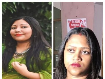 অঙ্কিতা অধিকারী (বাঁদিকে) ও ববিতা সরকার৷