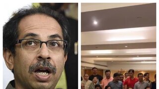 সুরাতের হোটেলে বিদ্রোহী বিধায়কদের নিয়ে একনাথ শিন্ডে (ডানদিকে)৷ সঙ্কটে উদ্ধব সরকার৷ 