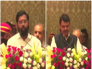 শপথ নিচ্ছেন একনাথ শিন্ডে ও দেবেন্দ্র ফড়নবীশ৷ Photo-ANI