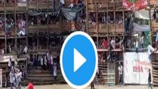 stand collapses bull fight colombia- Photo Courtesy- Twitter/ Video Grab stand collapses bull fight colombia- Photo Courtesy- Twitter/ Video Grab
