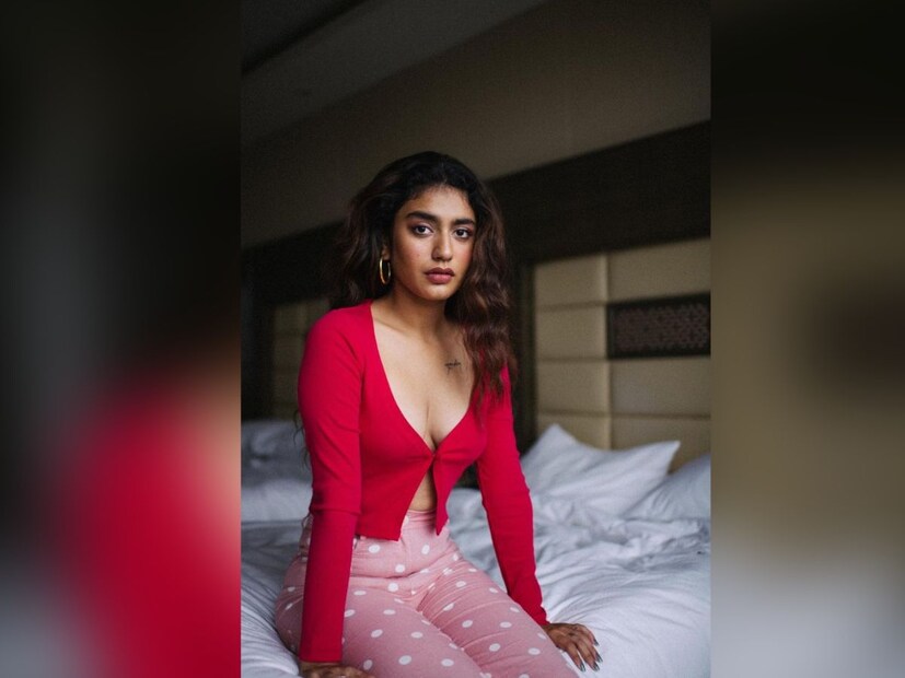 হালকা মেকআপে রয়েছেন প্রিয়া৷ লিপস্টিকও হাল্কা৷ এবং কানে সোনার দুল পরেছেন।(Photo Credit- Priya Prakash Varrier Instagram)