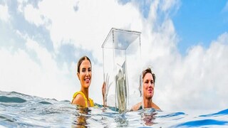 সমুদ্রের মাঝে টি টোয়েন্টি বিশ্বকাপ ট্রফি