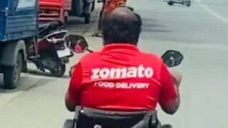 Delivery man on wheelchair Delivery man on wheelchair