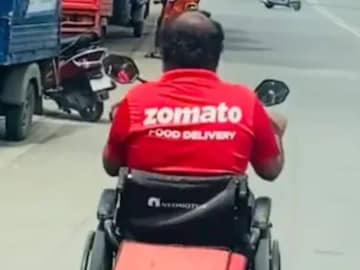 Delivery man on wheelchair