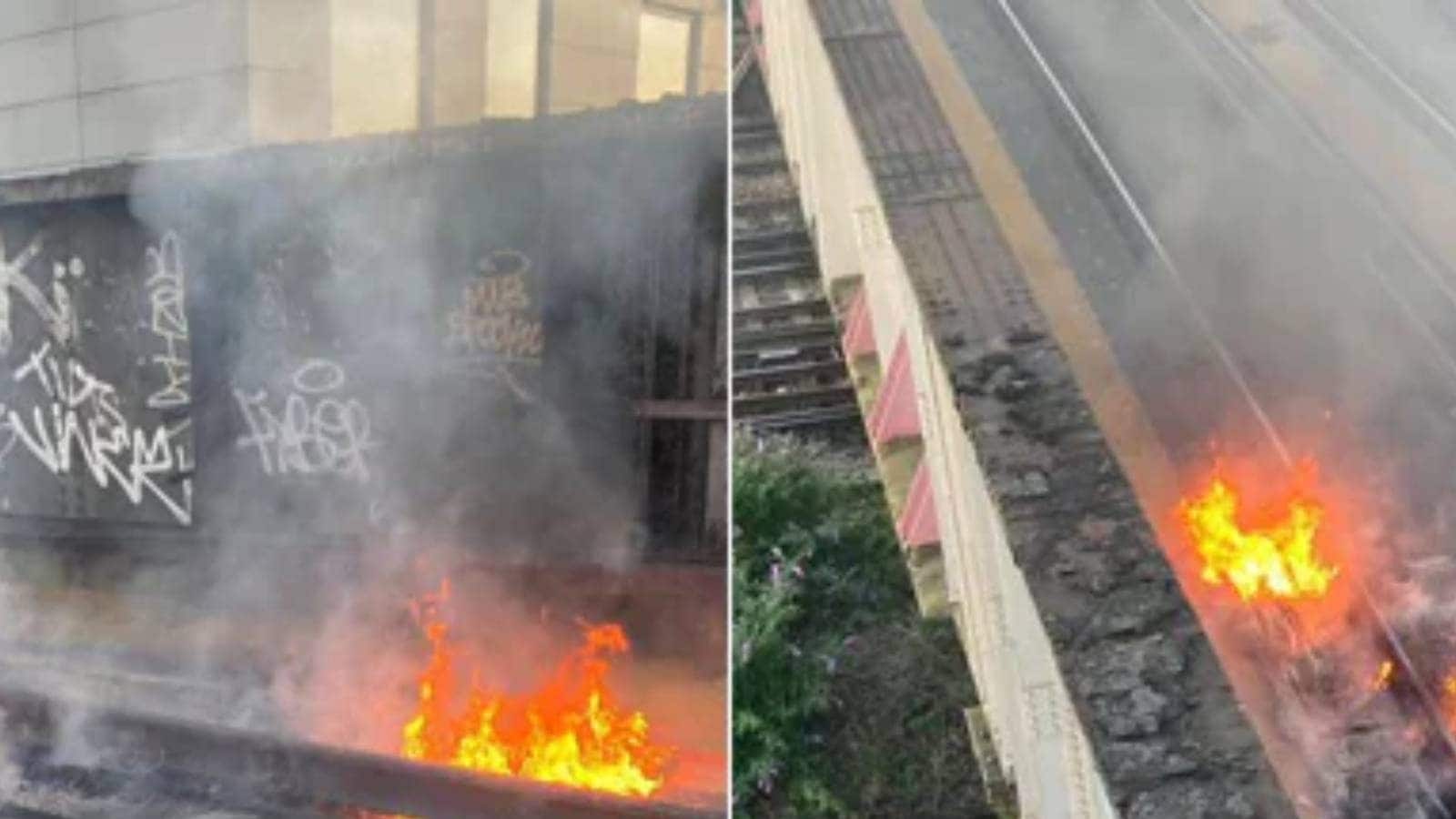 লন্ডনে সেতুর উপর রেললাইন জ্বলছে দাউ দাউ করে! অতিরিক্ত তাপমাত্রাই কারণ?