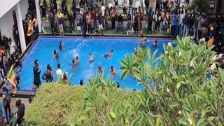 Protesters In Sri Lanka President's Pool