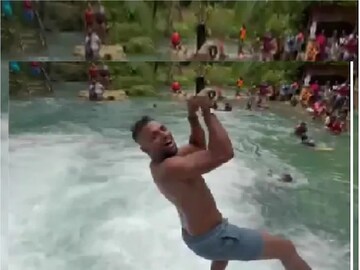  nicholas pooran trapped in the waterfall - Photo Courtesy- Instagram/ Video Grab 