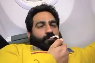 Video of Bobby Kataria Smoking Inside A Plane Goes Viral. (Image: Twitter/@DharamvirNews)
