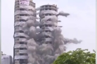 Noida: Supertech twin towers were demolished on Sunday.
