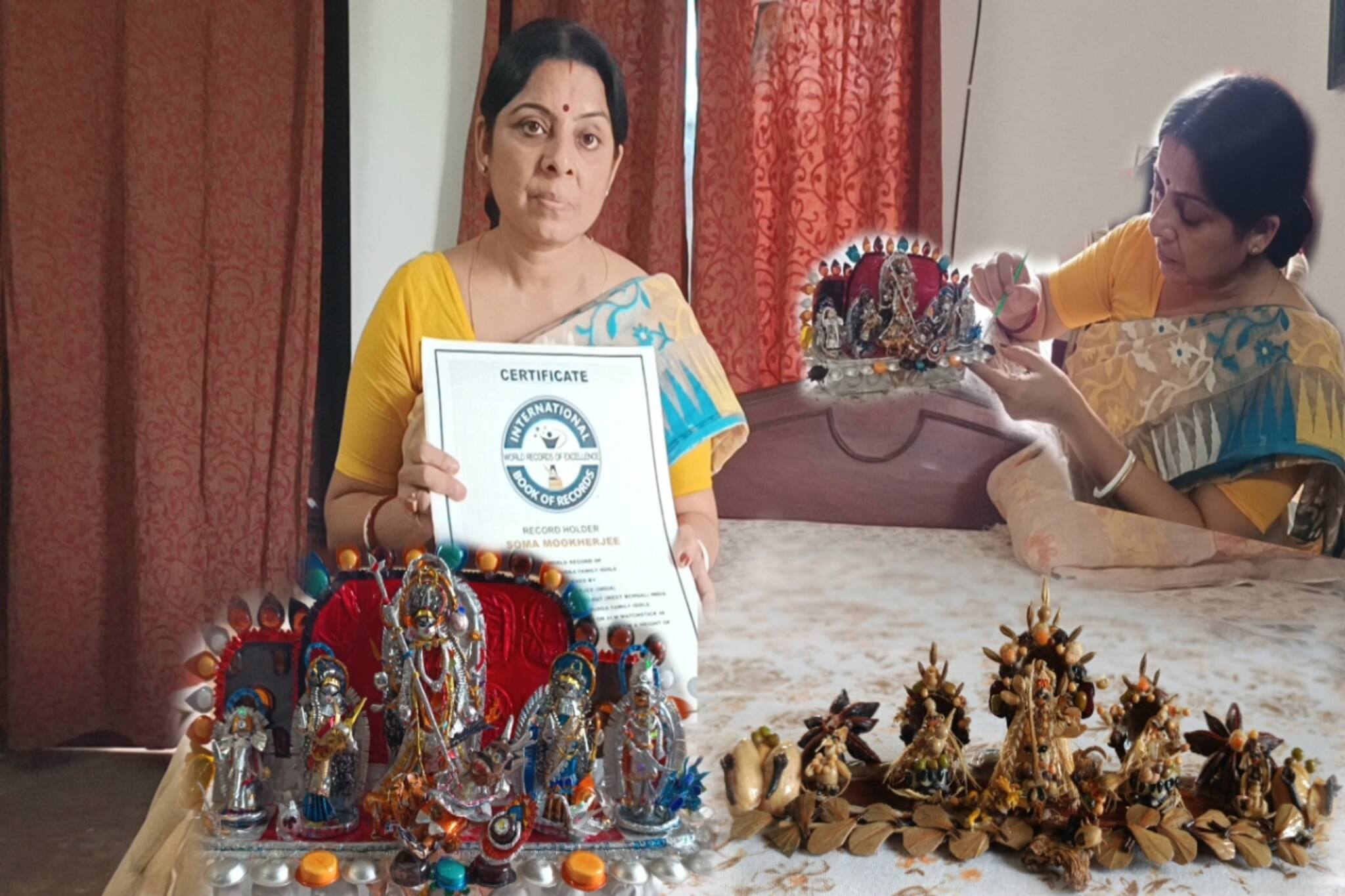 Durga Puja 2022 : ওষুধের খালি পাতায় তৈরি হচ্ছে দুর্গা! প্রতিমা গড়ে নজর কেড়েছেন শিল্পী সোমা