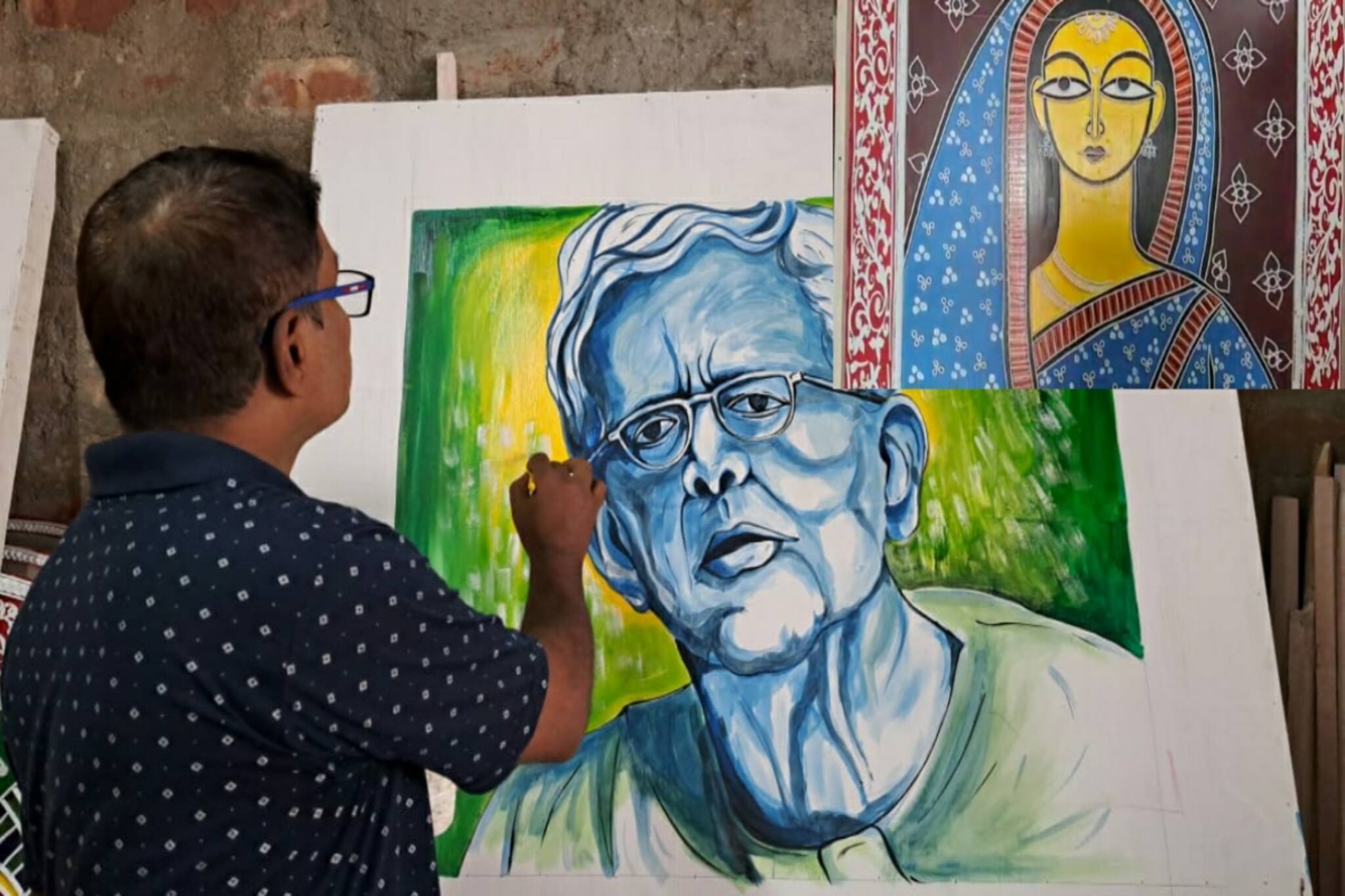 Durga Puja 2022: দুর্গা পুজোর মন্ডপ সেজে উঠেছে, যেন আস্ত যামিনী রায় মিউজিয়াম