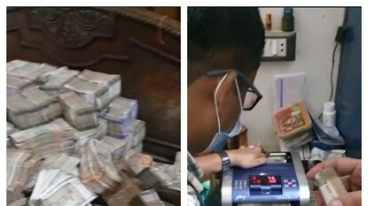 ব্যবসায়ী আমির খানের বাড়িতে উদ্ধার হওয়া টাকা গোনার কাজ চলছে৷ ব্যবসায়ী আমির খানের বাড়িতে উদ্ধার হওয়া টাকা গোনার কাজ চলছে৷