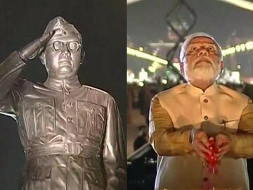 নেতাজির মূর্তির উদ্বোধনে প্রধানমন্ত্রী নরেন্দ্র মোদি