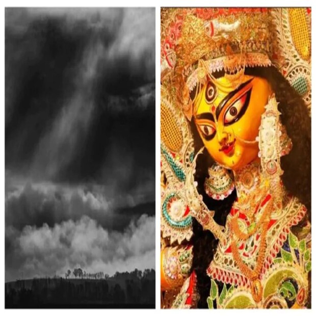 তবে দুপুরের পর থেকেই ঝলমল করেছিল শরতের নীল আকাশ। যার জেরে প্রতিমা বিসর্জনের কাজে বিঘ্ন ঘটায়নি বৃষ্টি। সন্ধ্যার পরও মেঘমুক্ত আকাশ ছিল কলকাতায়।