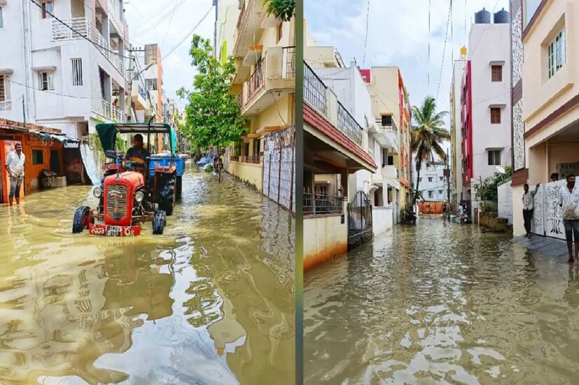 টানা দ্বিতীয় দিন, কর্ণাটকের রাজধানী বেঙ্গালুরুতেও ভারী বৃষ্টির কারণে জলে ডুবেছে শহর। ভারী বৃষ্টিতে শহরের অনেক জায়গায় যান চলাচল ব্যাহত হয়েছে, বাড়িঘর ও যানবাহন আংশিকভাবে তলিয়ে গিয়েছে। ইয়ামালুর, রেইনবো ড্রাইভ লেআউট, সানি ব্রুকস লেআউট এবং মারাঠাহল্লির মতো জায়গায়, অফিসগামী এবং স্কুলের বাচ্চাদের জলমগ্ন রাস্তা পার হওয়ার জন্য নৌকা এবং ট্রাক্টর ব্যবহার করতে দেখা গিয়েছে। 
