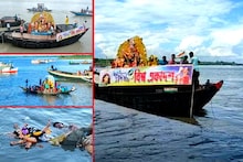 ইছামতিতে নৌকায় চলল প্রতিমা নিরঞ্জন! দেখতে ভিড় অগণিত মানুষের