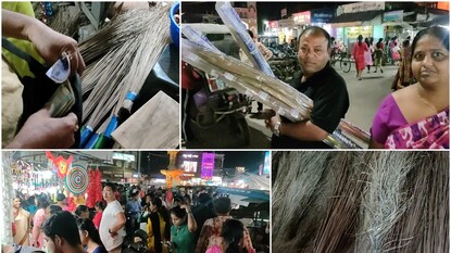 ঝাঁটা কেনার ভিড় ঝাঁটা কেনার ভিড়