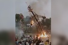 এক ঢল মানুষের গায়ে জলন্ত রাবণ কুশপুত্তলিকা! হরিয়ানায় দশেরা উৎসবে বিপদ