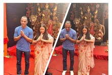 হাত জোড় করে মায়ের সামনে কাফু, সঙ্গে স্ত্রী , ফুটবল তারকার শ্রদ্ধাবনত রূপ