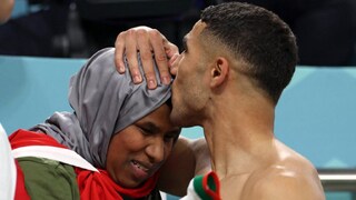 Hakimi shares emotional moment with mother after Morcco vs Belgium match- Photo Courtesy- Twiiter Hakimi shares emotional moment with mother after Morcco vs Belgium match- Photo Courtesy- Twiiter