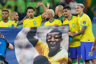 Brazil team pay tribute to Pele after dominating Round of 16 win, fans unveil giant tifo- Photo- AP 