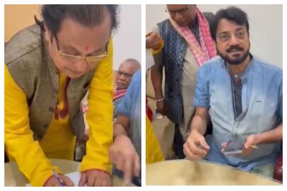বিধানসভায় বিজেপি বিধায়ক অসীম সরকার এবং চিরঞ্জিৎ চক্রবর্তী৷ 