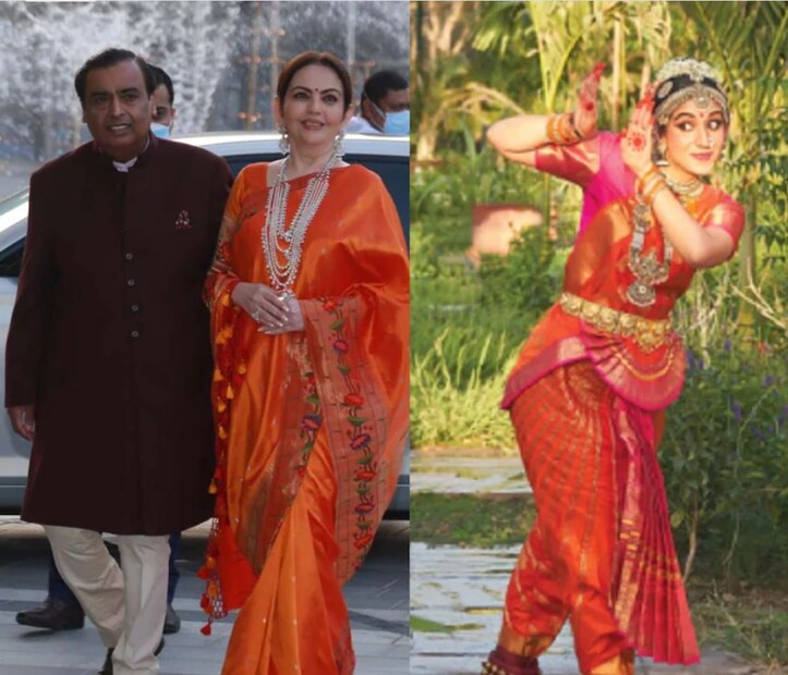 ব্যবসায়ী বীরেন মার্চেন্ট এবং শৈলা মার্চেন্টের বড় কন্যা রাধিকা ভারতনাট্যম নৃত্য প্রতিভা প্রথম বার দর্শকদের সামনে তুলে ধরেন। এই অনুষ্ঠান আয়োজনের মূল কর্ণধার আম্বানি পরিবার এবং মার্চেন্ট পরিবার।