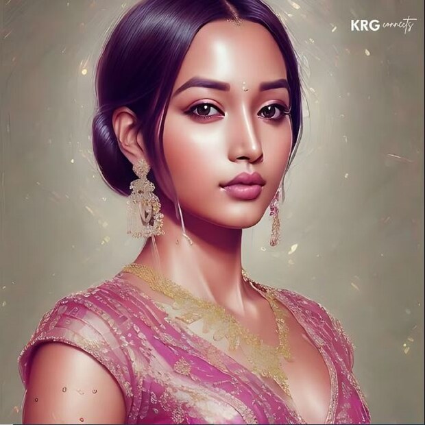 কেজিএফ সুন্দরী শ্রীনিধি শেঠিকে কৃত্রিম বুদ্ধিমত্তায় এরকম দেখানো হয়েছিল। সাধারণ চেহারায়, বড় কানের দুল দিয়ে স্টাইল করা।