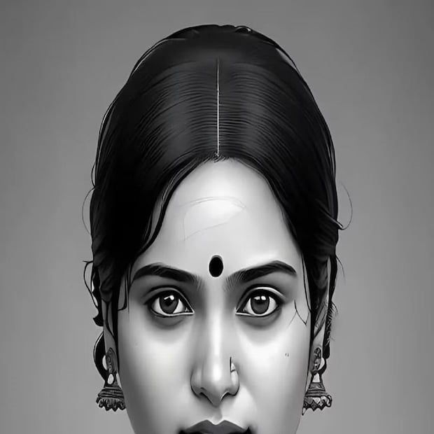অভিনেত্রী শ্রুতিকেও তার এআই ছবিতে হাইলাইট করা হয়েছে। সুন্দর ঝুমকে, নাকটিও চোখা৷