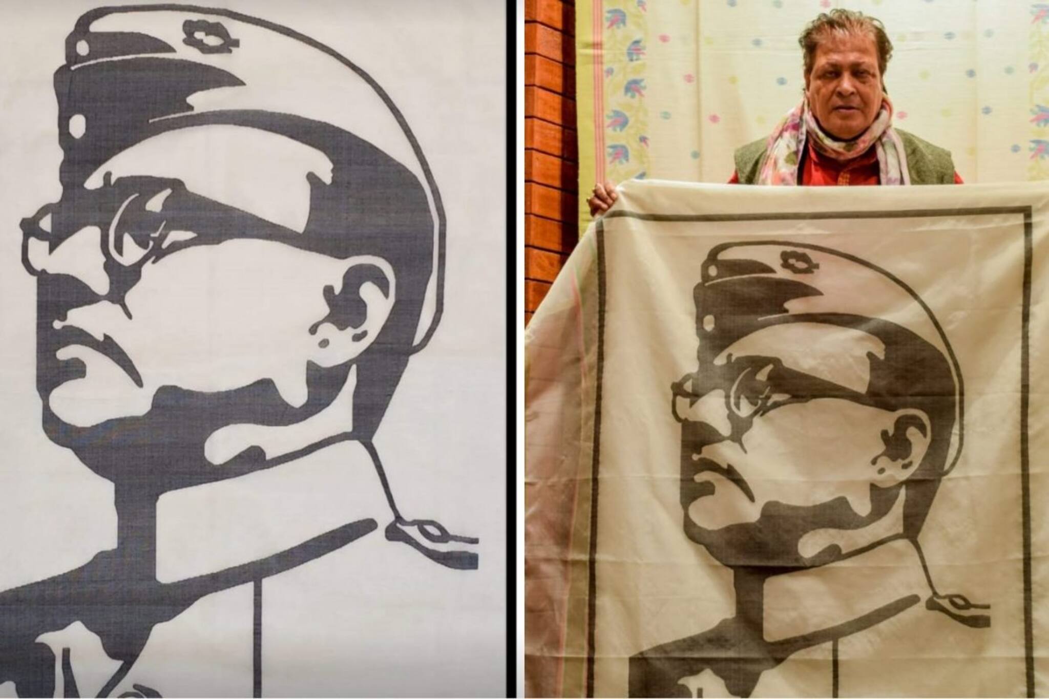 শাড়িতে ফুটে উঠেছেন নেতাজি সুভাষচন্দ্র বসু, সব নজর এখন বীরেন কুমার বসাকের তাঁতে