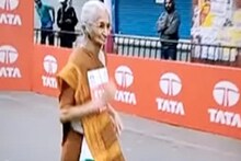শাড়ি পরে ৮০ বছর বয়সী মহিলা ছুটলেন ম্যারাথনে! দেখার মতো ভিডিও ভাইরাল
