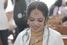 সোনার গয়না, জমকালো শাড়ির উপর সাদা কোট, গলায় স্টেথোস্কোপ, পরীক্ষা দিলেন কনে