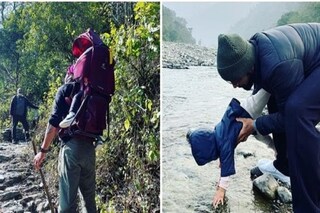 ঋষিকেশের পাহাড়ি রাস্তায় মেয়ে কাঁধে কোহলি