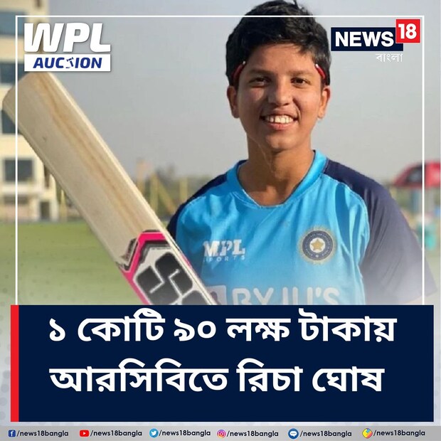 রিচা ঘোষ: অনুর্ধ্ব ১৯ বিশ্বকাপ জয়ী দলের গুরুত্বপূর্ণ সদস্য রিচা ঘোষ। ভারতীয় সিনিয়র দলেরও নির্ভরযোগ্য ক্রিকেটার। ১ কোটি ৯০ লক্ষ টাকায় রিচাকে কেনে রয়্যাল চ্যালেঞ্জার্স ব্যাঙ্গালোর।