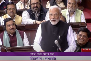 রাজসভায় বক্তব্য রাখছেন নরেন্দ্র মোদি