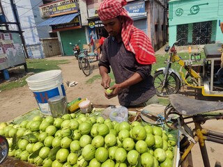 বাজার জুড়ে রমরমিয়ে চলছে পেয়ারা বিক্রি 