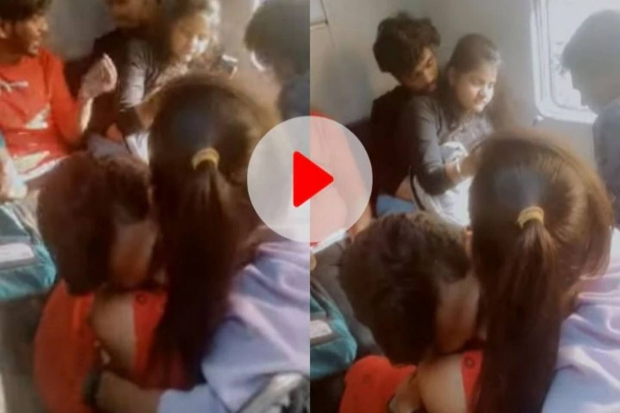 চলন্ত ট্রেনেই দেদার Romance.! ভিড়ের মাঝে ভালোবাসায় মত্ত প্রেমিক-প্রেমিকা!