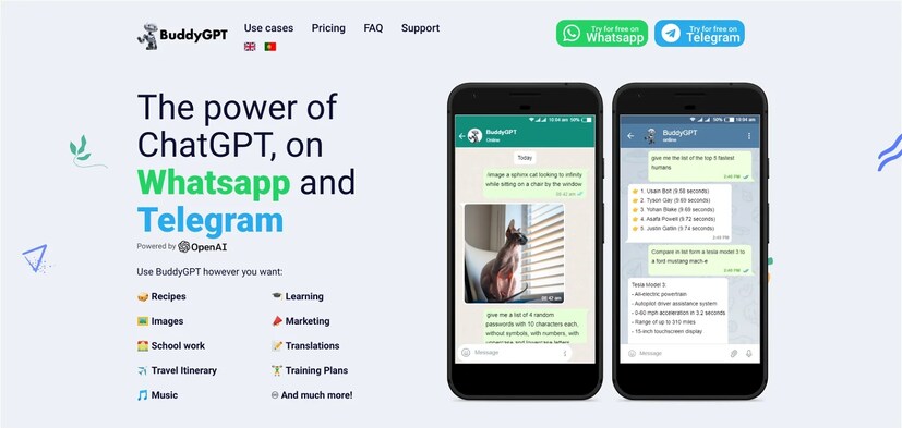 এটি নিজেদের WhatsApp-এও খুব সহজেই সেট করা যেতে পারে। এক নজরে দেখে নেওয়া যাক সেই উপায়। BuddyGpt হল Chatgpt-এর মতো আর্টিফিসিয়াল ইন্টেলিজেন্স অর্থাৎ AI। এটি ব্যবহার করার জন্য, শুধু এর ওয়েবসাইটে যেতে হবে এবং &#039;try for free on whatsapp&#039;-এ ক্লিক করতে হবে।