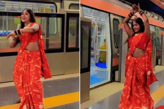 লাল শাড়িতে সুপার ভাইরাল মেট্রো গার্ল!