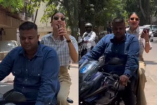 হেলমেট ছাড়া বাইকে অনুষ্কা শর্মা