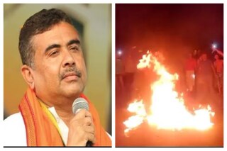 দুর্ঘটনার প্রতিবাদে আগুন জ্বালিয়ে বিক্ষোভ চণ্ডীপুরে৷ 