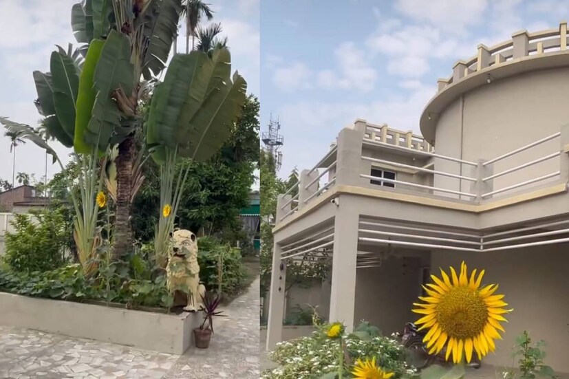 রাজের বাড়ির সামনের অংশে রয়েছে বিস্তৃত বাগান। নানা ধরনের ফুল ফোটে সেখানে। রাজ সেখানে না থাকলেও বাগানের পরিচর্যায় যে কোনও ত্রুটি নেই, তা আলাদা করে বলে দিতে হয় না।