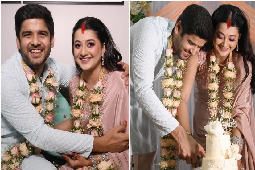 *২৮ জুন বুধবার বিয়ে সেরেছেন 'এখানে আকাশ নীল' খ্যাত হিয়া অর্থাৎ অভিনেত্রী অনামিকা চক্রবর্তী এবং 'নিম ফুলের মধু'র চয়ন ওরফে উদয় প্রতাপ সিং। আইনি বিয়ের পর হয় সিঁদুরদান এবং মালাবদল। শেষে ছিল কেক কাটিং সেরিমনিও। ছবিঃ সোশ্যাল মিডিয়া। 