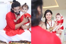লাল পেড়ে সাদায় দুই একরত্তি, প্রথম শাড়ি-সাজেই বাঙালি স্বাদ আনলেন মা দেবিনা