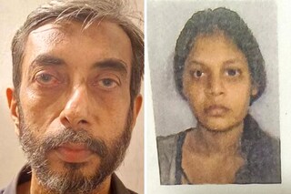 মনোজ সানে (বাঁদিকে), সরস্বতী বৈদ্য (ডানদিকে)