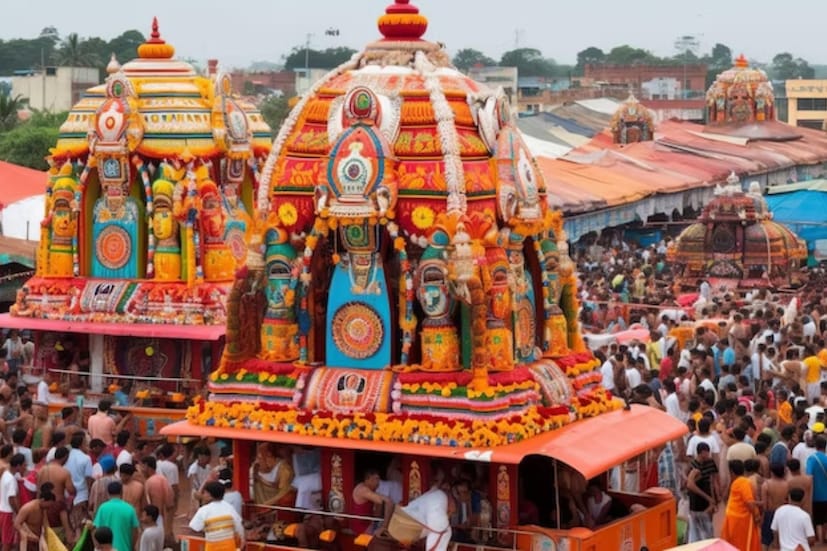 মাহেশের রথযাত্রা উৎসব ৬২৭ বছরের পুরানো। প্রায় ৫০ ফুট উচ্চতার এই রথ আগে কাঠের ছিল। যদিও দীর্ঘ দিন ধরে সেই রথ পুজিত হতে হতে কাঠের সেই রথে ক্ষয় ধরতে শুরু করে। (প্রতীকী ছবি)
