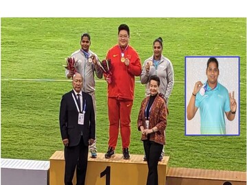 এশিয়ান অ্যাথলেটিক চ্যাম্পিয়নশিপ ২০২৩ এ শটপাট থ্রো প্রতিযোগিতায় দেশের হয়ে রুপো জয়  আভা খাটুয়া